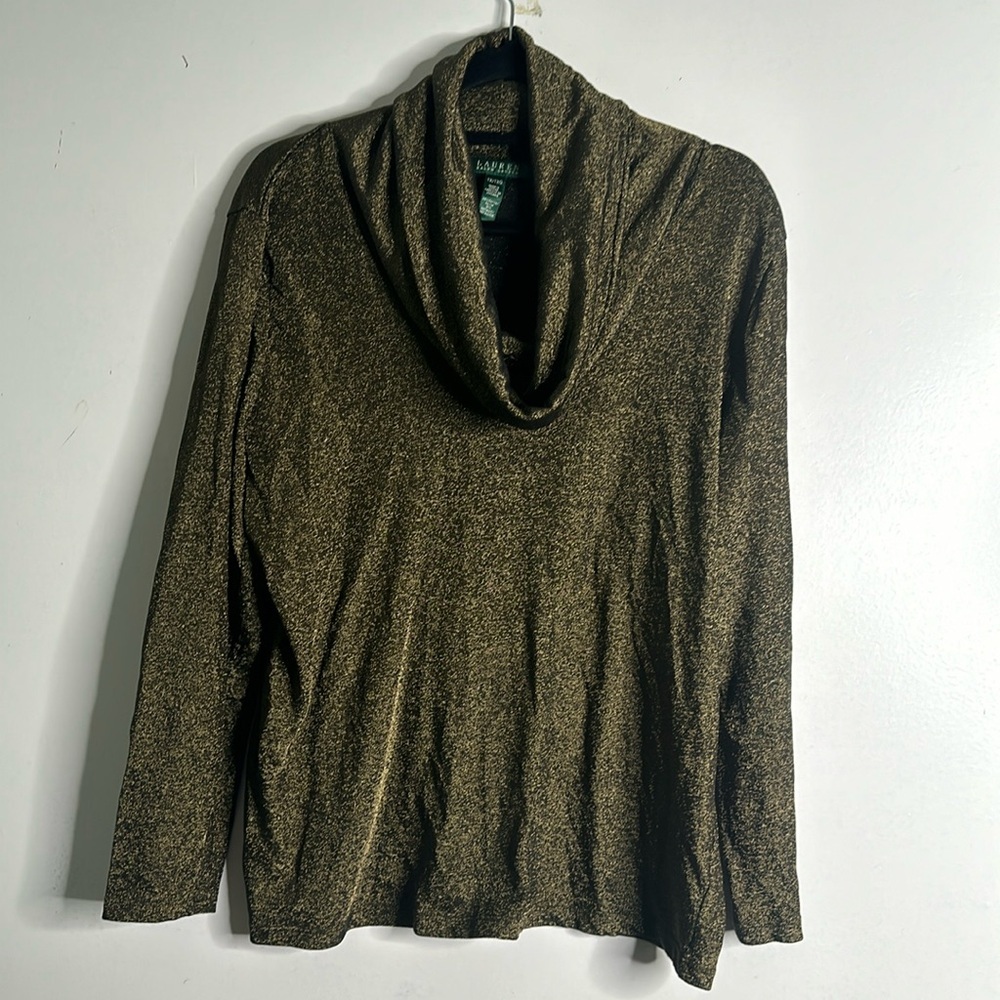 Lauren Ralph Lauren cow neck metallic blouse size 1X shimmer holiday